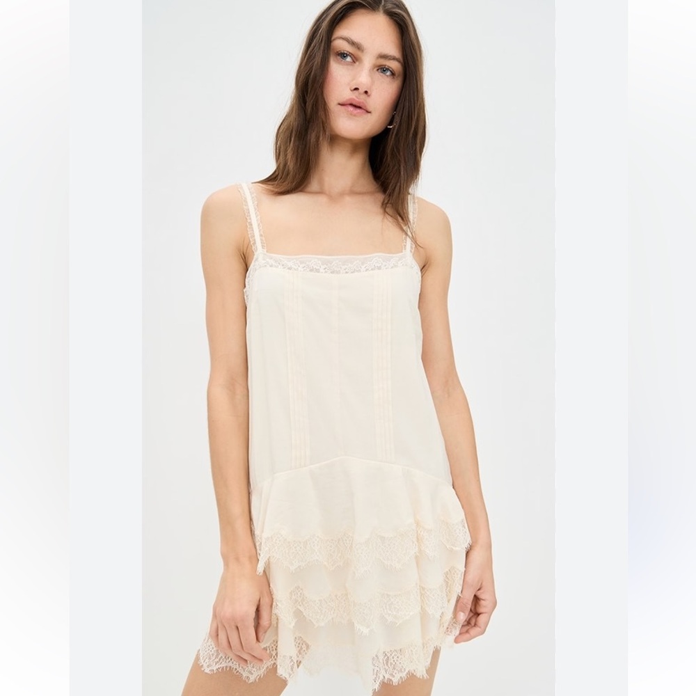 Reformation Cream Lace Mini Dress